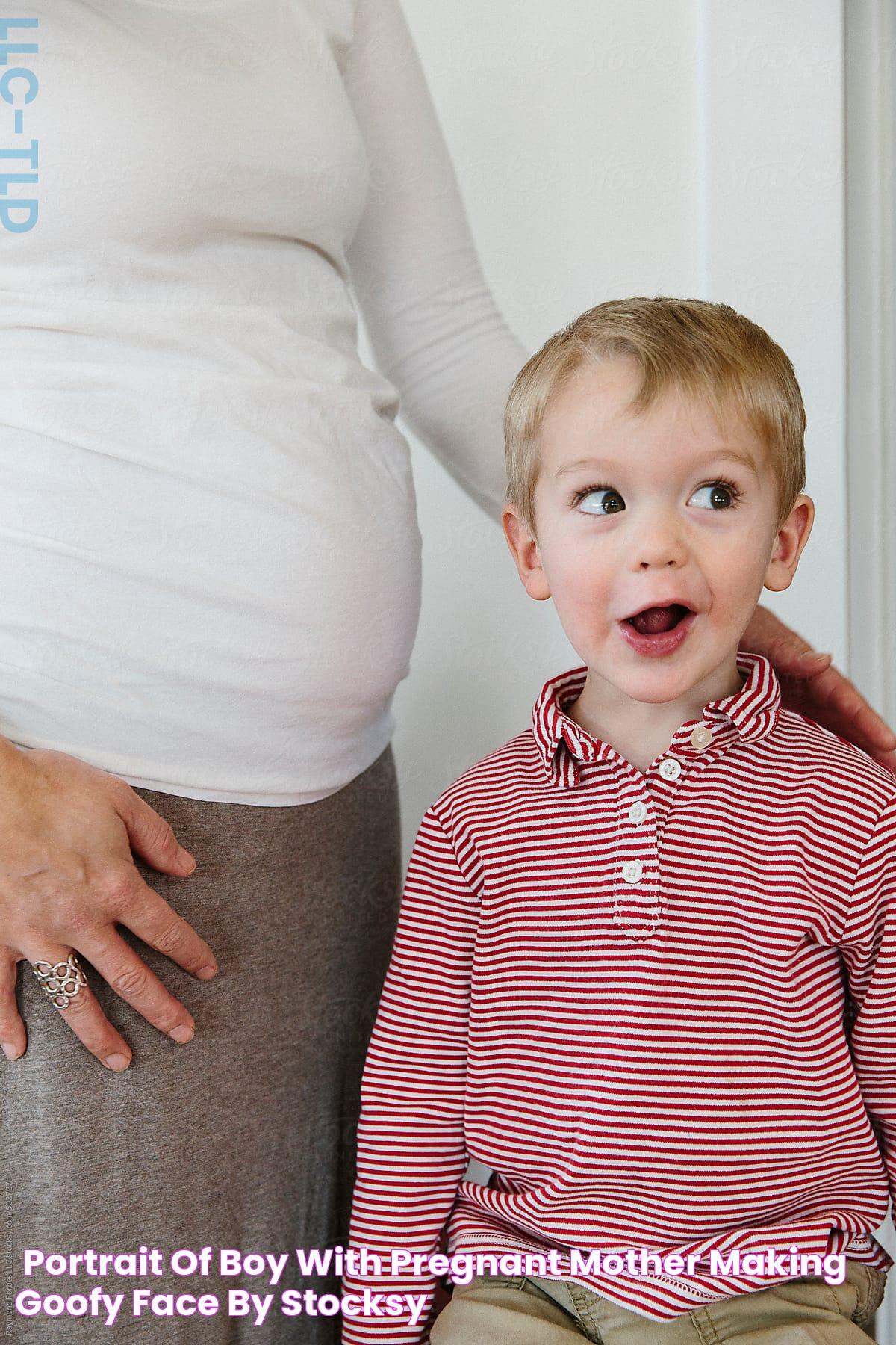 "Portrait Of Boy With Pregnant Mother Making Goofy Face" by Stocksy