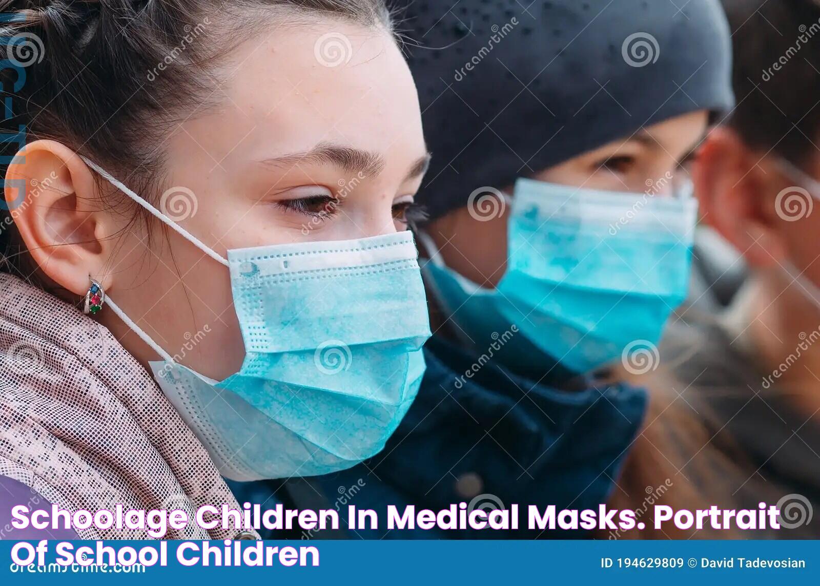 Schoolage Children in Medical Masks. Portrait of School Children