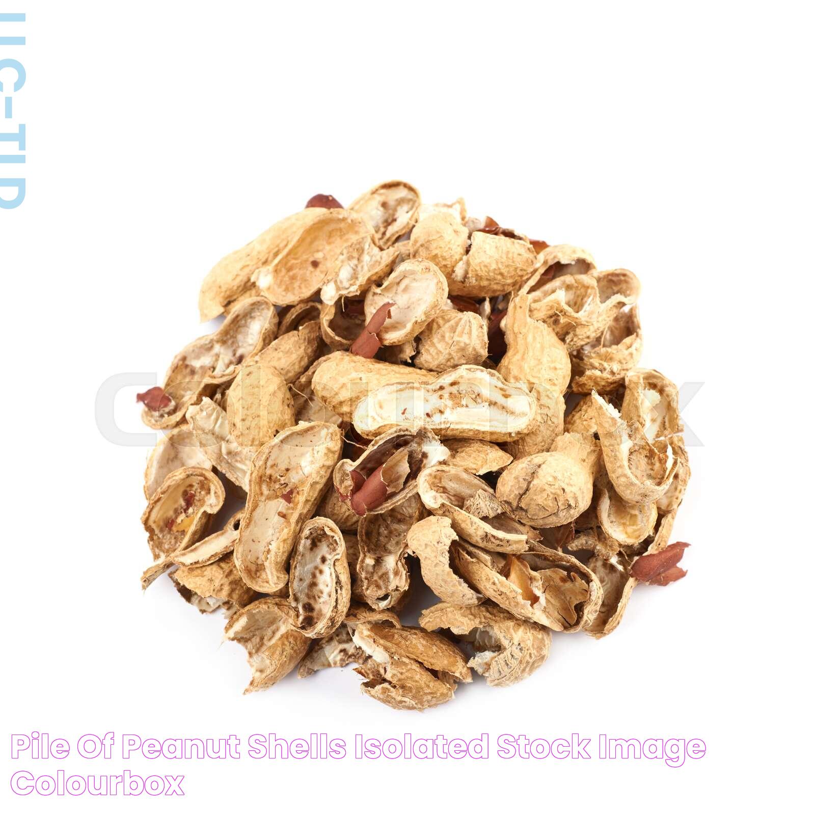 Pile of peanut shells isolated Stock image Colourbox