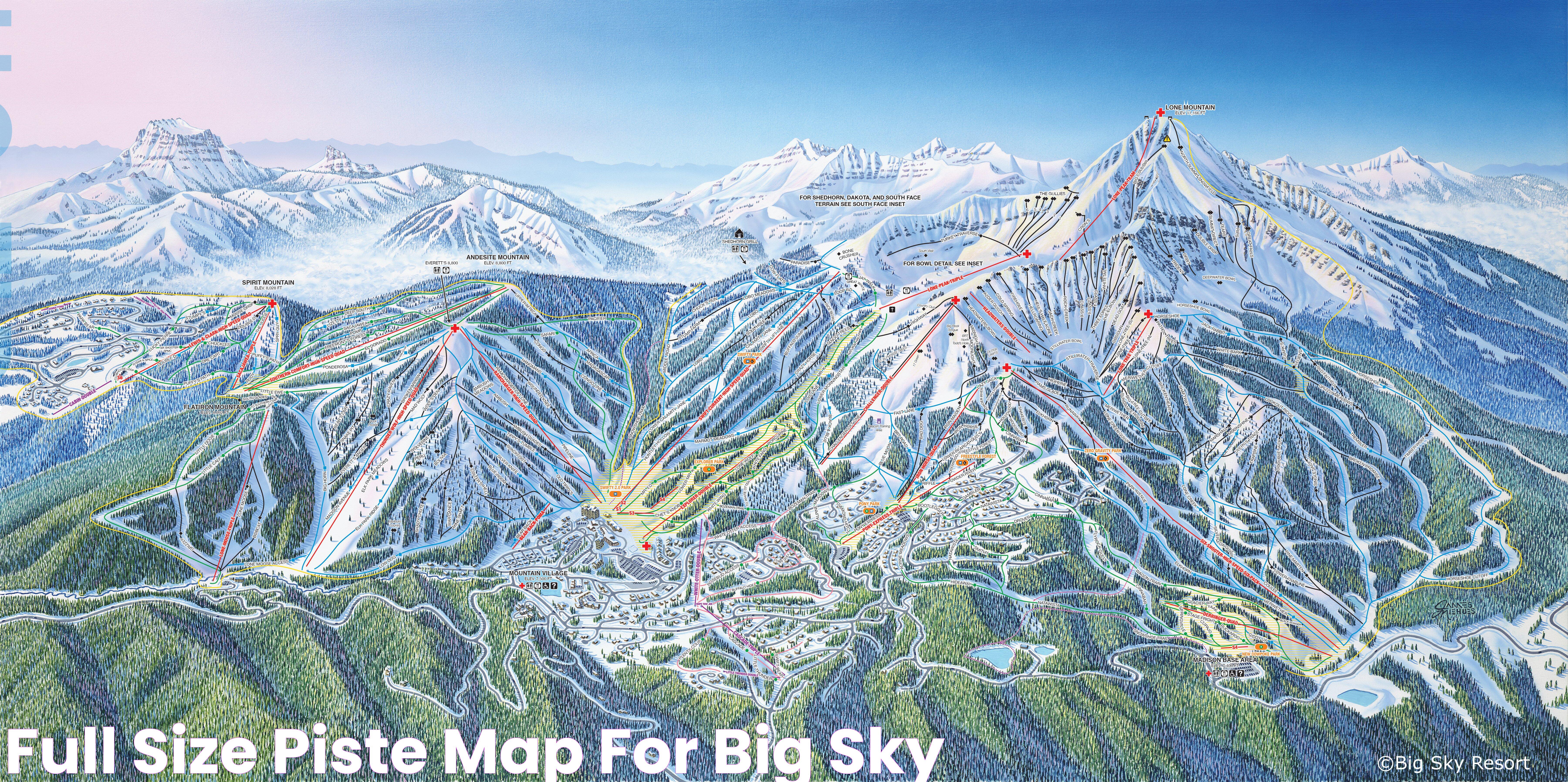 Full size piste map for Big Sky