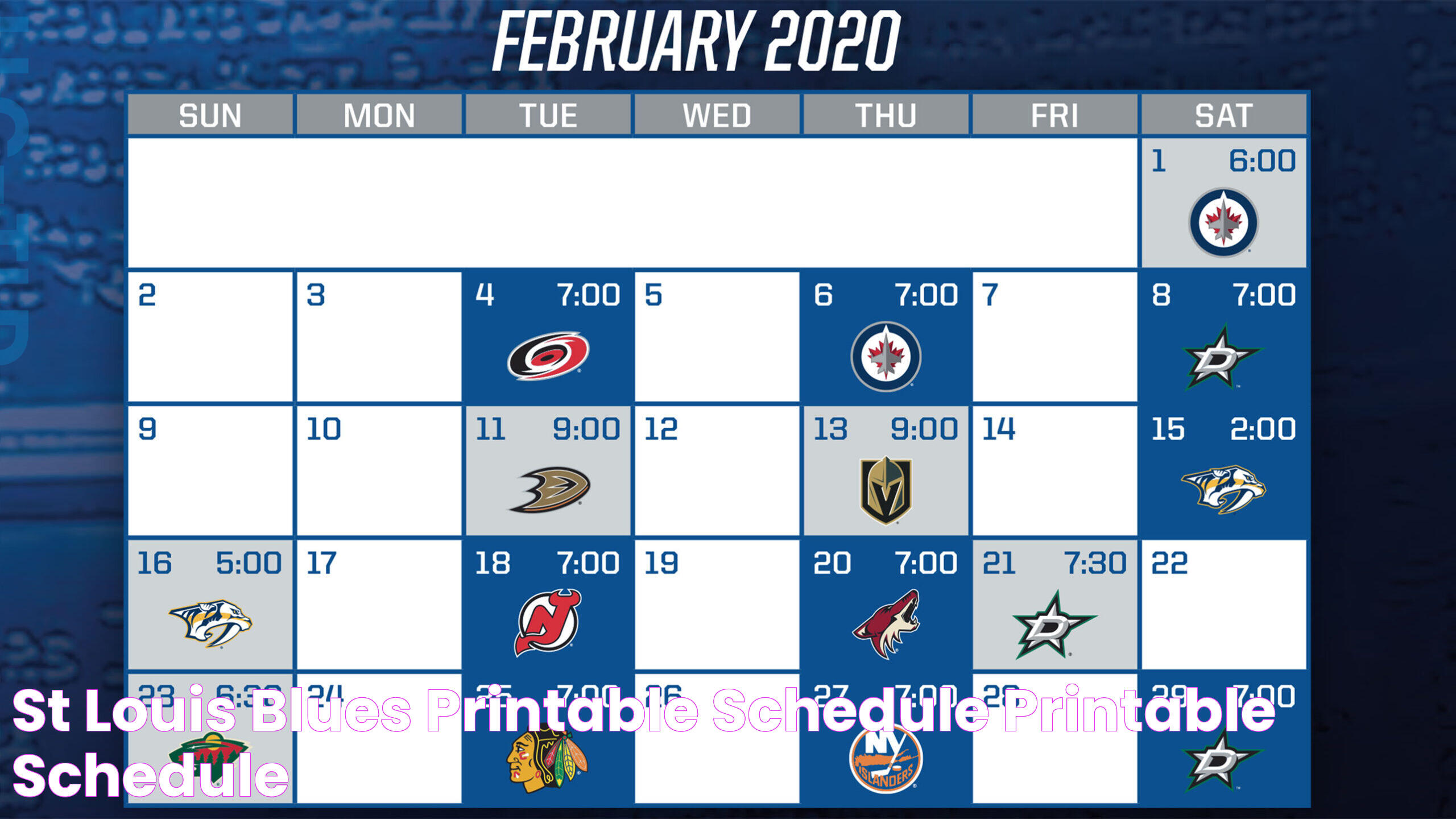 St Louis Blues Printable Schedule Printable Schedule