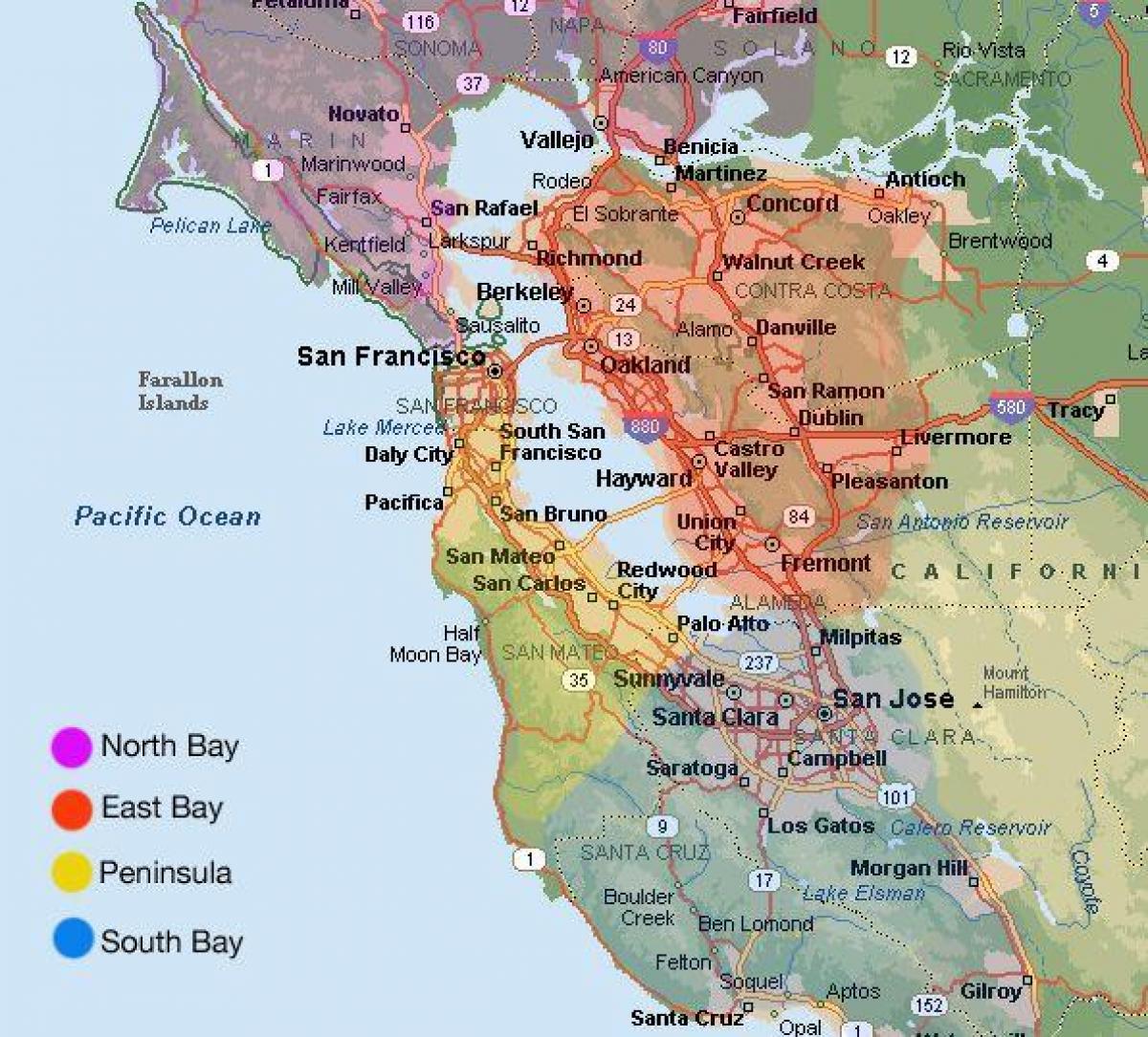 Map of San Francisco and surrounding area San Francisco area map and