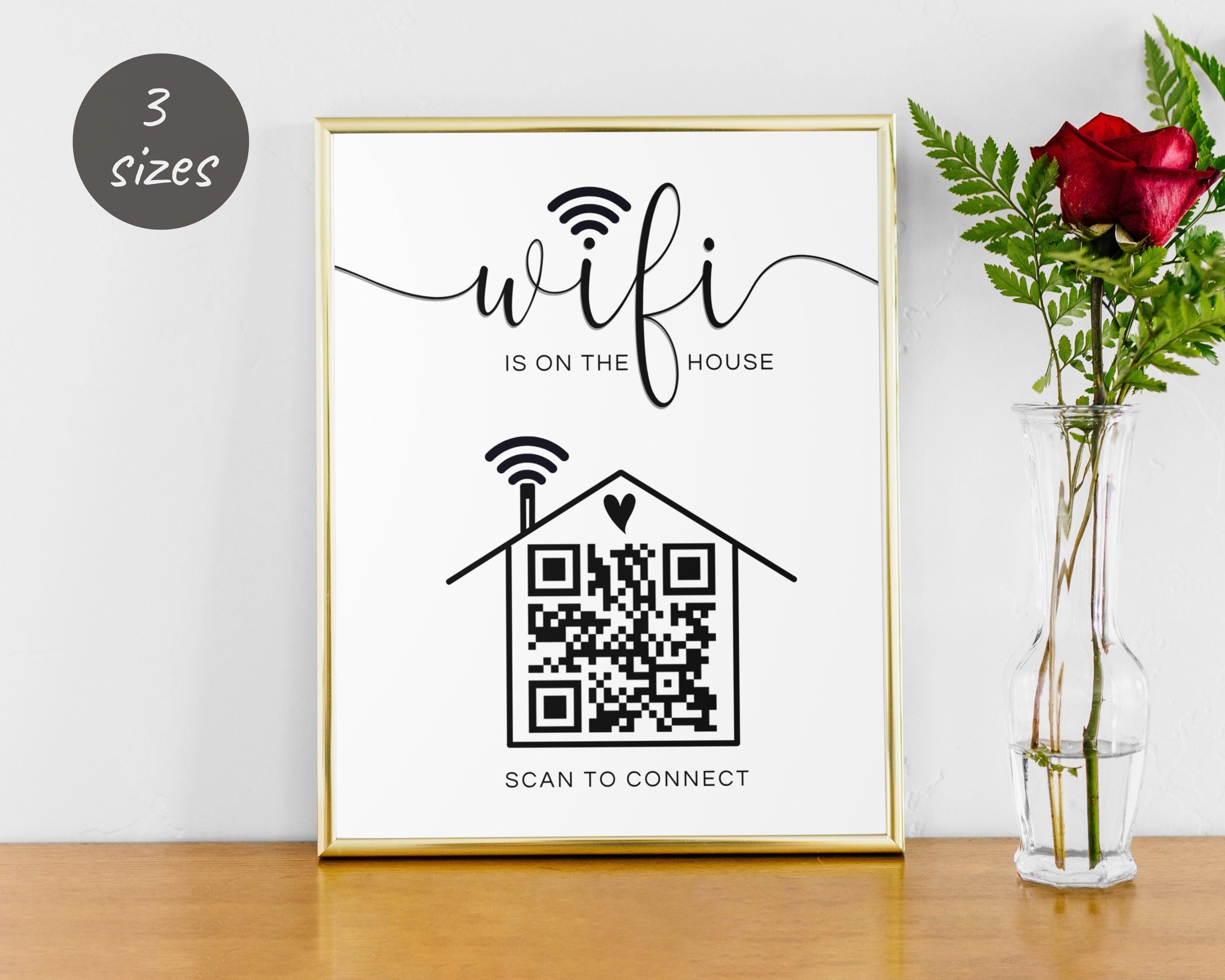 Wifi Sign QR Code Printable, Editable Hosting Wifi Sign Canva Template