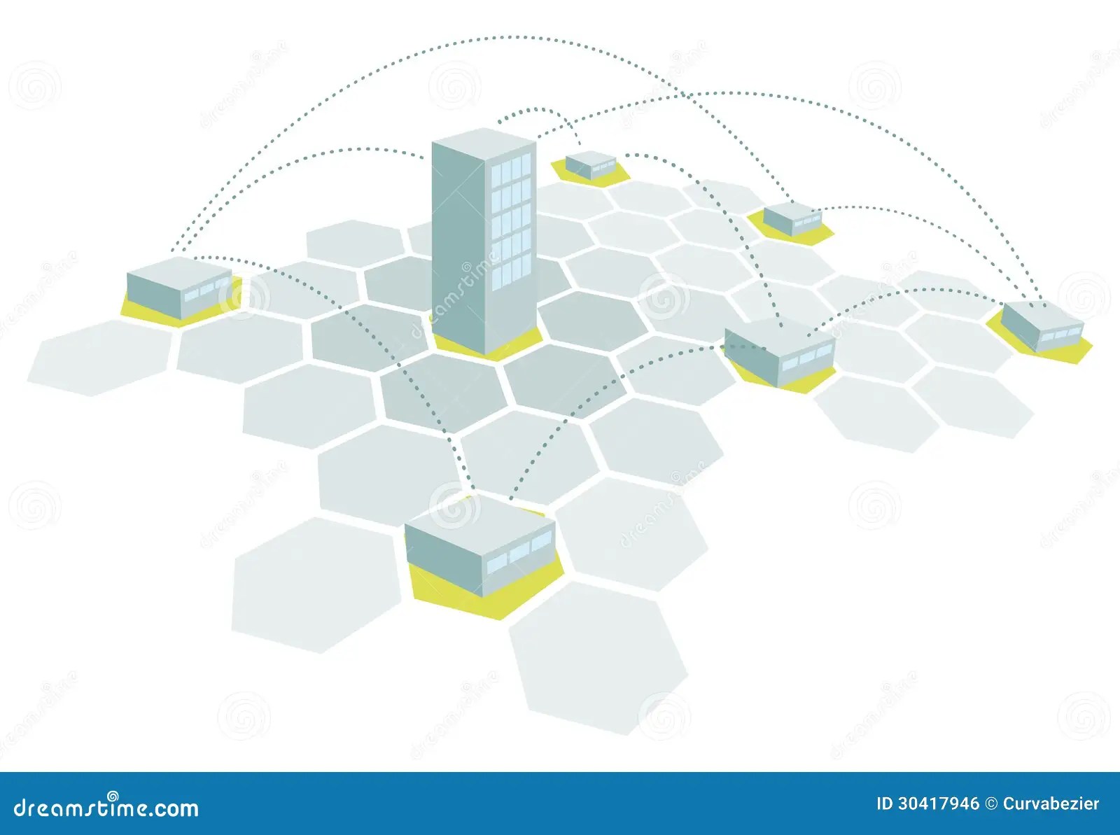 Headquarters and Branches / Building Office Network Stock Vector