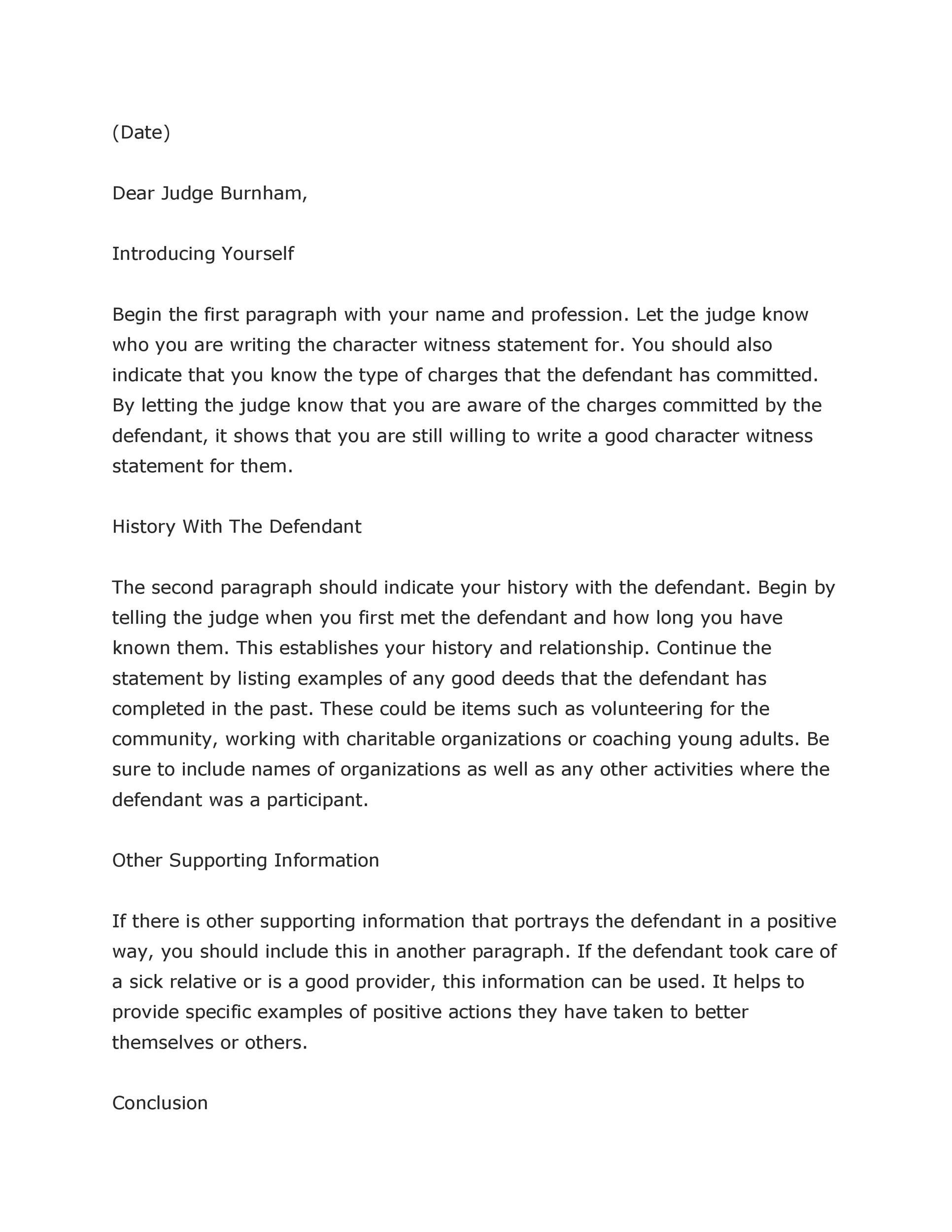 Sample Character Letter To A Judge Collection Letter Template Collection