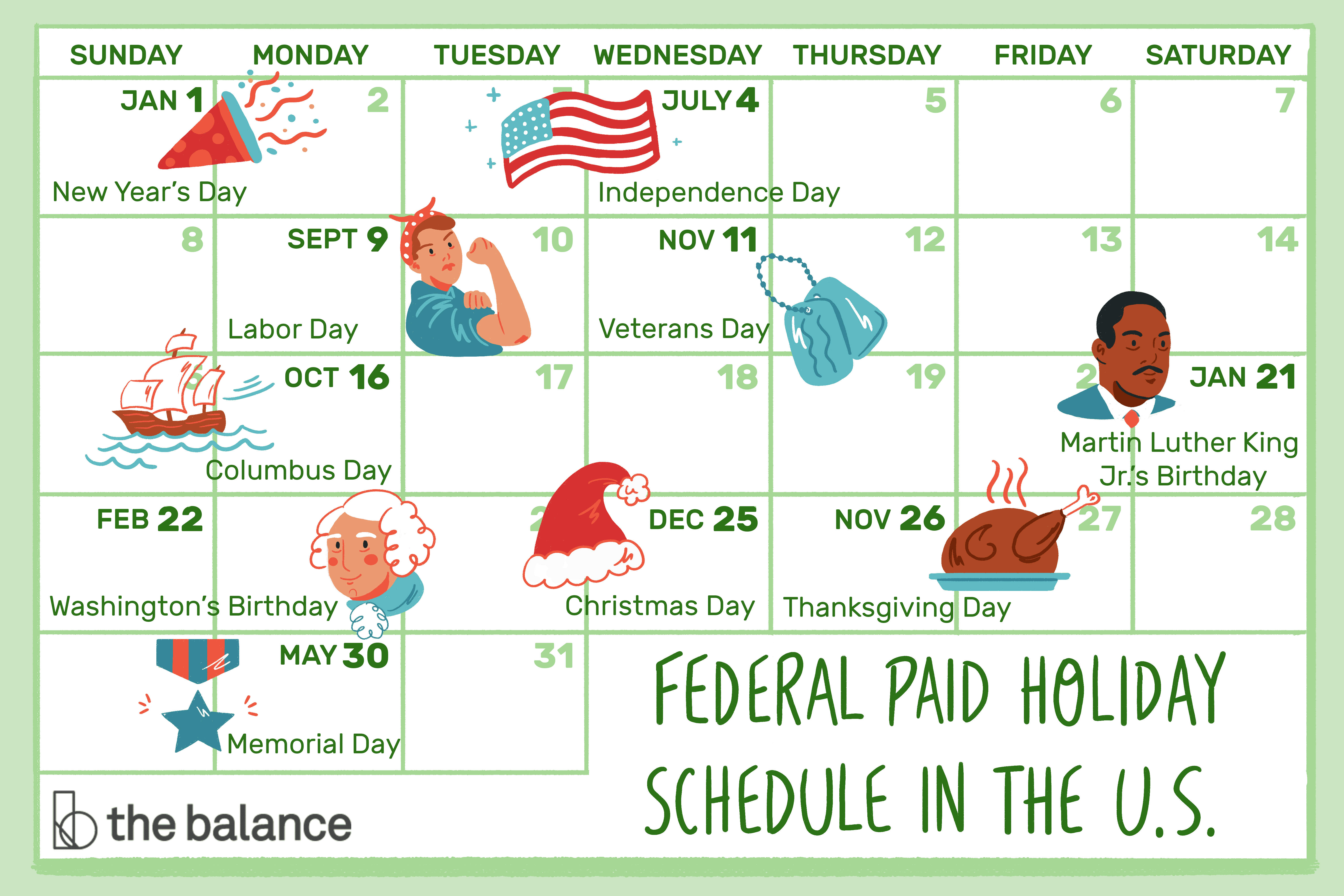 what is common paid holiday schedule