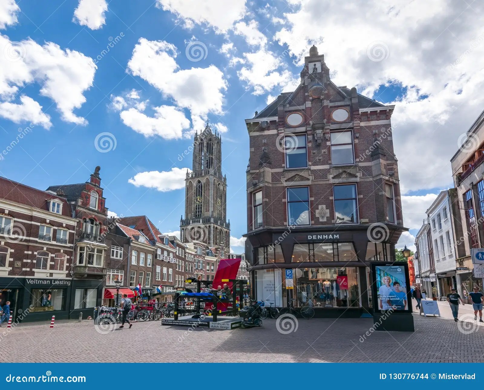 Utrecht Streets and Dom Tower, Netherlands Editorial Stock Image